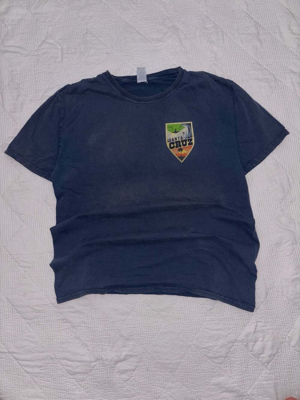 Santa Cruz Surf City Graphic T-Shirt Size L Navy Blue